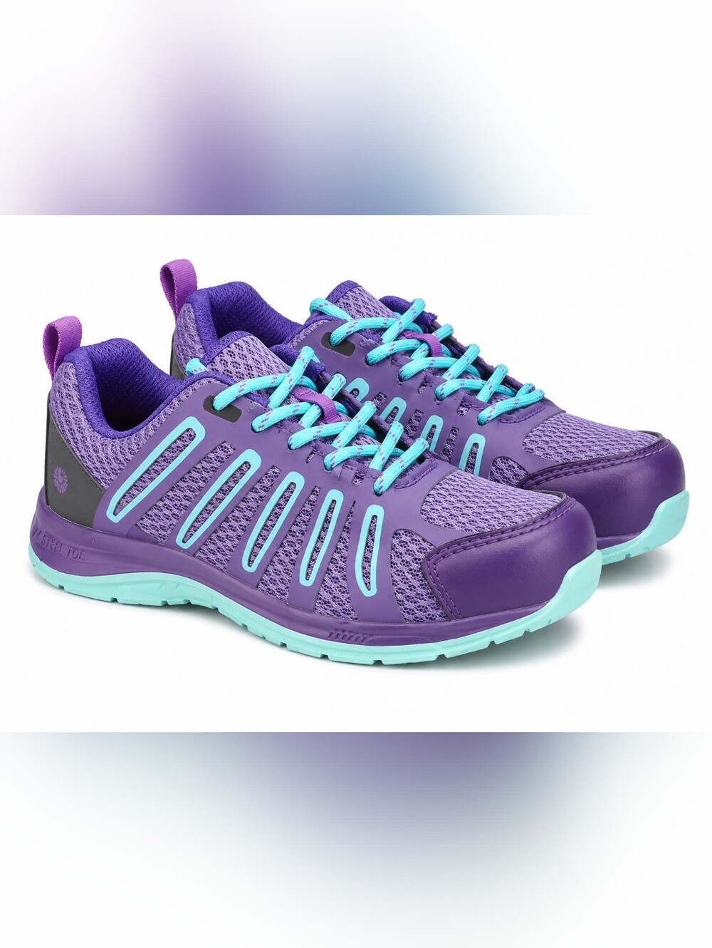 Women's Purple Steel Toe Safety Sneakers Lightweight Work Shoes Slip Resistant
